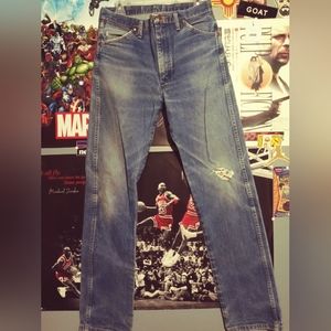 Worn wrangler jeans